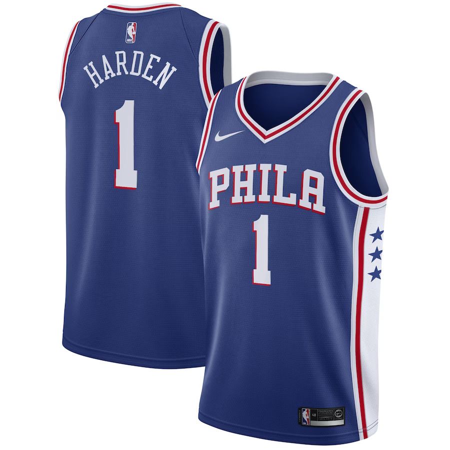 Men Philadelphia 76ers #1 James Harden Nike Royal Swingman NBA Jersey->philadelphia 76ers->NBA Jersey